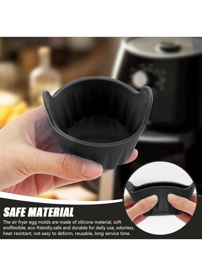 4 PCS Air Fryer Egg Poacher Nonstick Silicone Ramekins Egg Bites Molds Maker Reusable Fried Egg Ring Moulds for Egg Frying Shaping Pancakes Mini Burger Microwave Baking Cups - Image 4