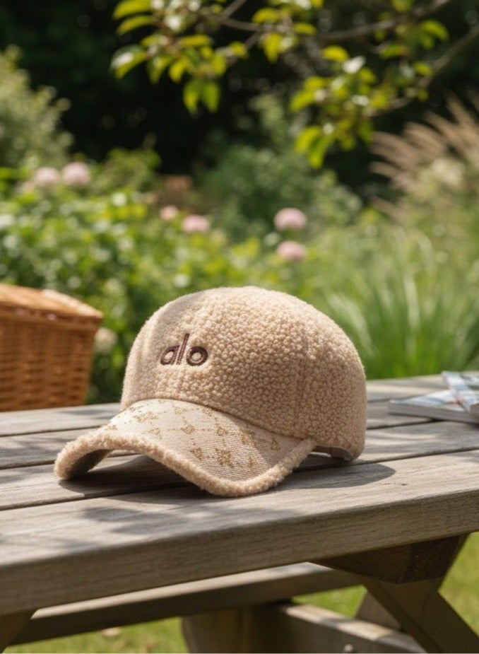 alo Women's soft fur winter cap with a trendy ALO design – stylish beige color with distinctive embroidery – a warm and comfortable hat for everyday use and winter outings - Image 5