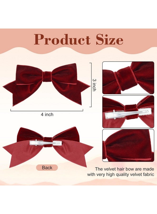Aileam 6PCS Velvet Hair Bows Hair Ribbon Clips Big Fall Alligator Clips Hair Accessories for Women Girls Toddlers Kids Baby - Image 2