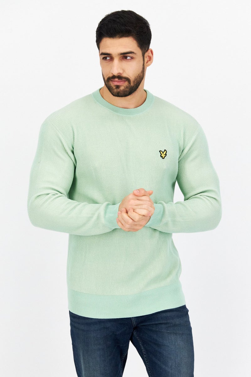 Lyle & Scott Men Crew Neck Long Sleeve Printed Sweatshirt, Light Green - Image 1