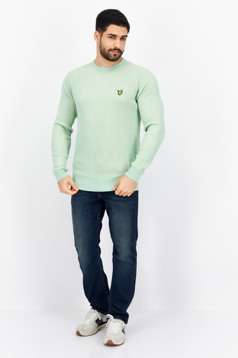 Lyle & Scott Men Crew Neck Long Sleeve Printed Sweatshirt, Light Green - Image 2
