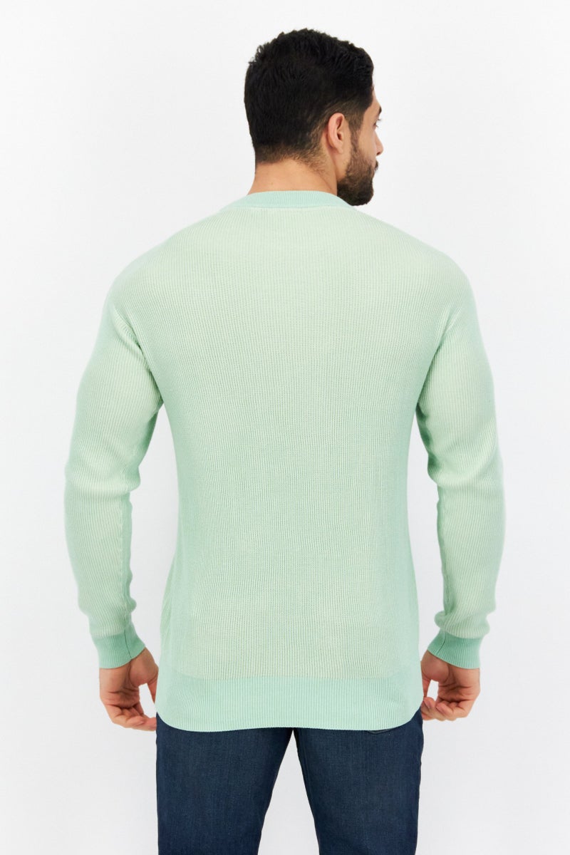 Lyle & Scott Men Crew Neck Long Sleeve Printed Sweatshirt, Light Green - Image 4
