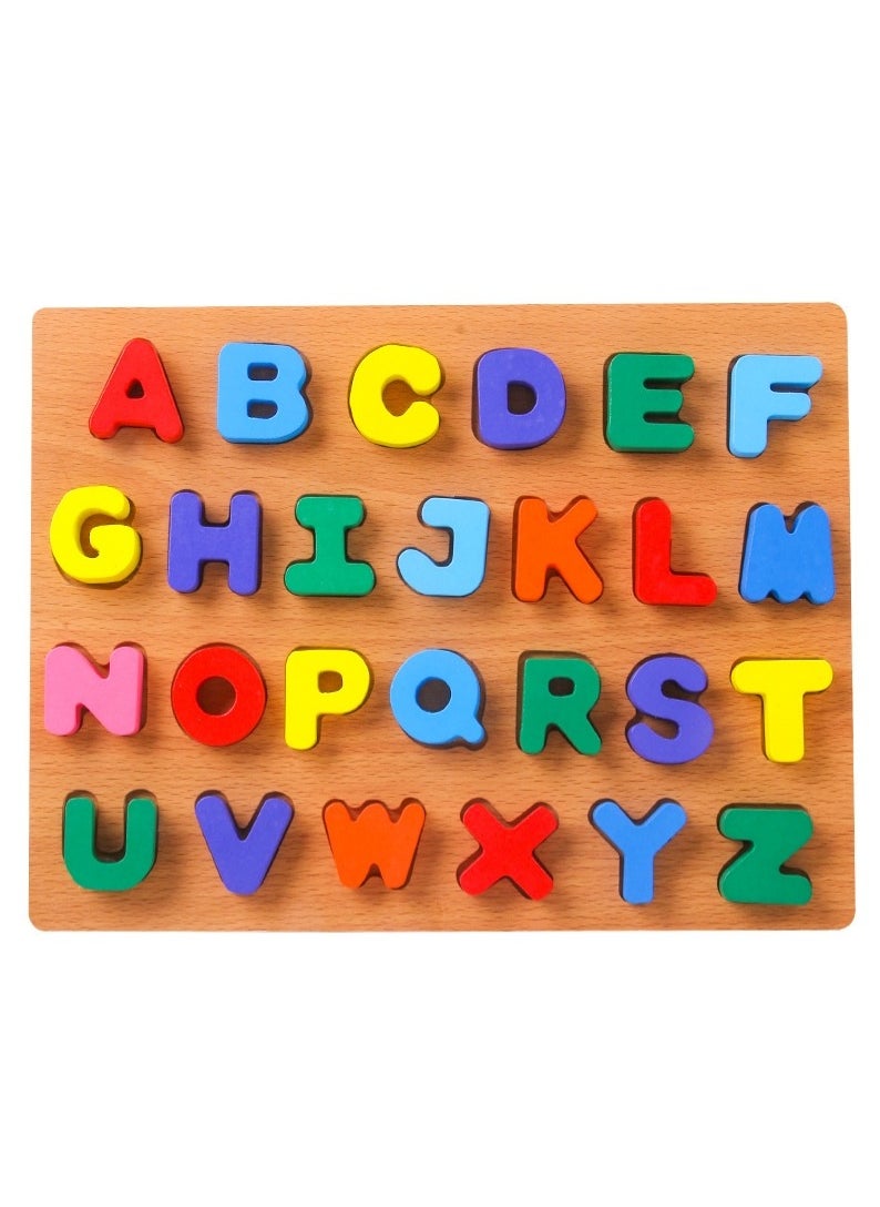 Factory Price Wooden ABC Puzzle Uppercase Alphabetic toys for Kids, Multicolored Puzzle 26 Pieces, Wooden learning and education toys for both boys and girls 