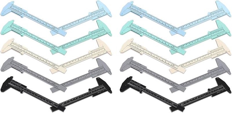 20 Pcs 150mm Mini Plastic Caliper Double Scale Measuring Tool 5 Colors For Student Office - Image 1