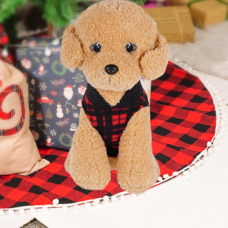Rbenxia 6 Piece Buffalo Plaid Dog Sweater Set Soft Fleece Vest & Pullover Jacket with Leash Ring for Puppy, Cat Small Dog Pets Warm Winter Outfits (Red, Green, Blue, Black, Bright Blue, Gray, Small) - Image 3