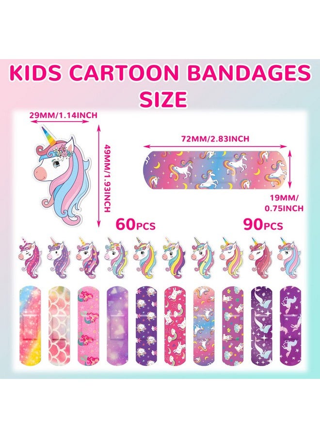 Panelee - 20 Styles Kids Cartoon Bandages Bulk Unicorn Patterns Bandages Waterproof Breathable Bandages Variety Patterns Comfortable Flexible Protection Care For Girls Boys (150) - Image 1