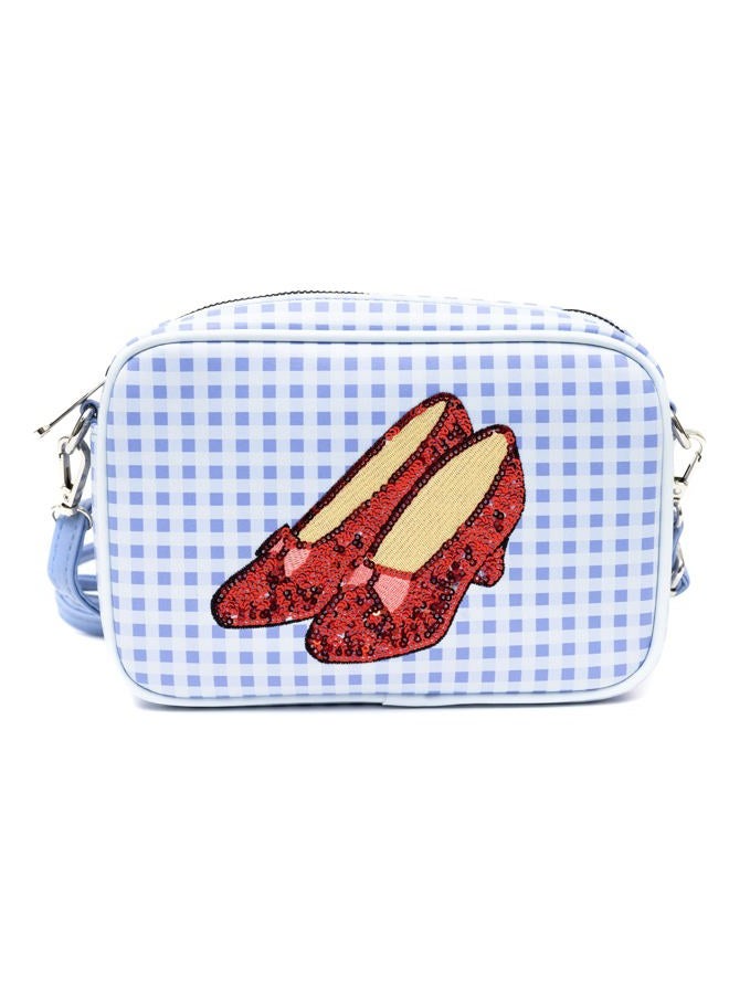 Buckle Down Wizard of Oz Bag, Cross Body, The Wizard of Oz Dorothy Sequined Ruby Slippers with Toto Pose, Blue, Vegan Leather, Blue - Image 1