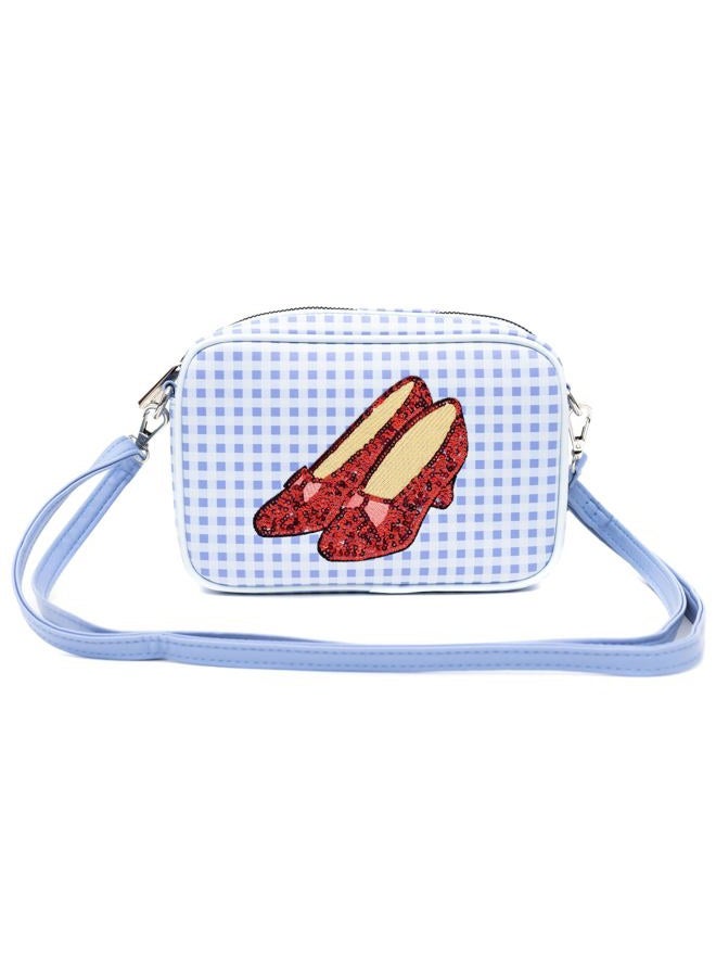 Buckle Down Wizard of Oz Bag, Cross Body, The Wizard of Oz Dorothy Sequined Ruby Slippers with Toto Pose, Blue, Vegan Leather, Blue - Image 4