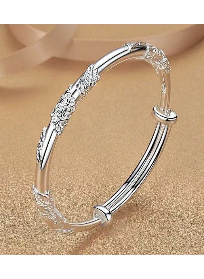 Goolsky Minimalist Silver Bangle Bracelet – Sleek Polished Cuff for Women, Elegant Everyday Jewelry - Image 1