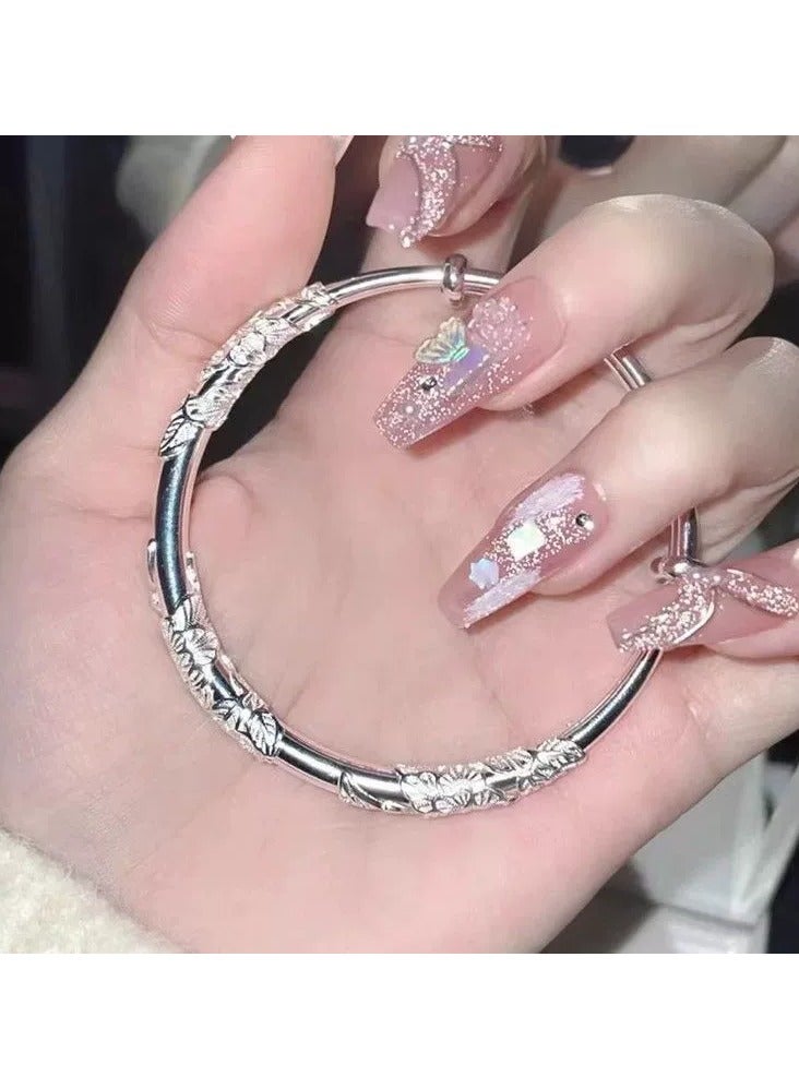 Goolsky Minimalist Silver Bangle Bracelet – Sleek Polished Cuff for Women, Elegant Everyday Jewelry - Image 2