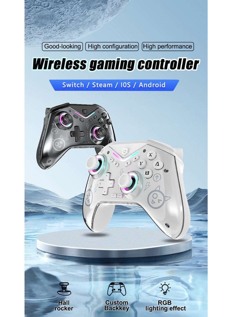 general Classic Gamepad CM619 Wireless Gaming Controller for Switch / iOS / Android / PC / Smart TV with Hall Effect Joystick, 1000Hz Polling Rate, Turbo Function, 6-Asix Gyroscope, Dual Motor, Vibration Level Adjustable, Anti-Slip Grip, 600mAh Lithium-Ion Battery, Custom Back Key, RGB Lighting Effect - Image 2