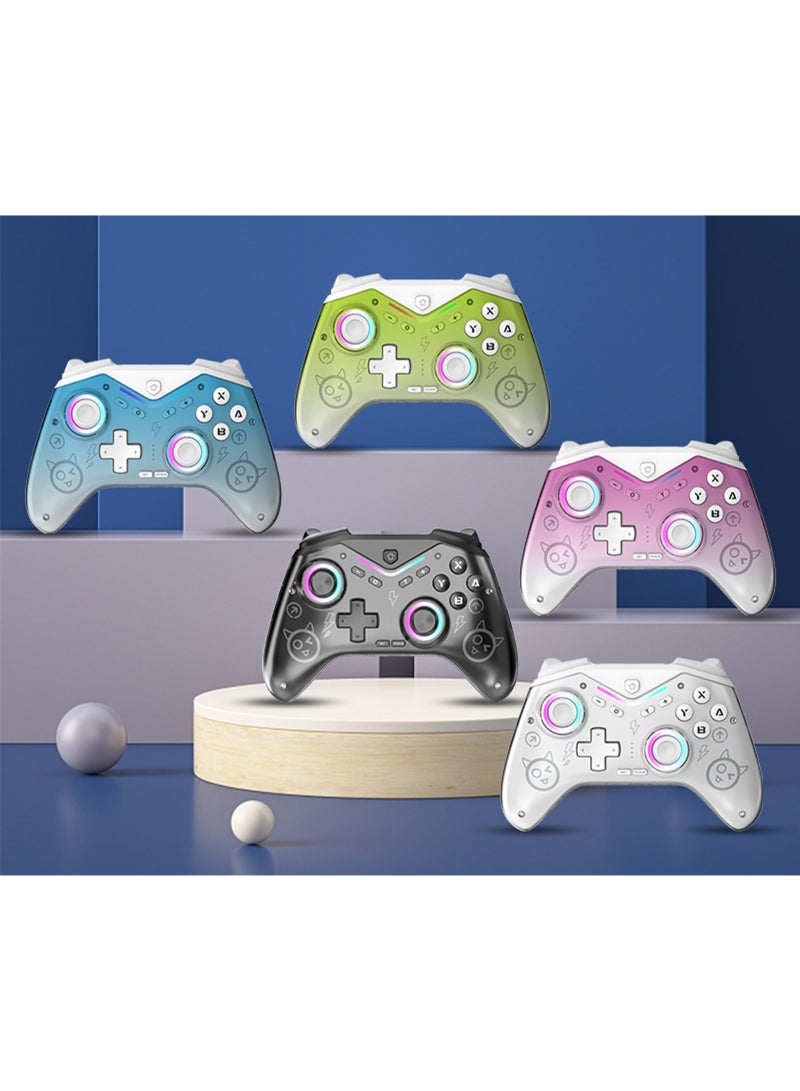 general Classic Gamepad CM619 Wireless Gaming Controller for Switch / iOS / Android / PC / Smart TV with Hall Effect Joystick, 1000Hz Polling Rate, Turbo Function, 6-Asix Gyroscope, Dual Motor, Vibration Level Adjustable, Anti-Slip Grip, 600mAh Lithium-Ion Battery, Custom Back Key, RGB Lighting Effect - Image 3