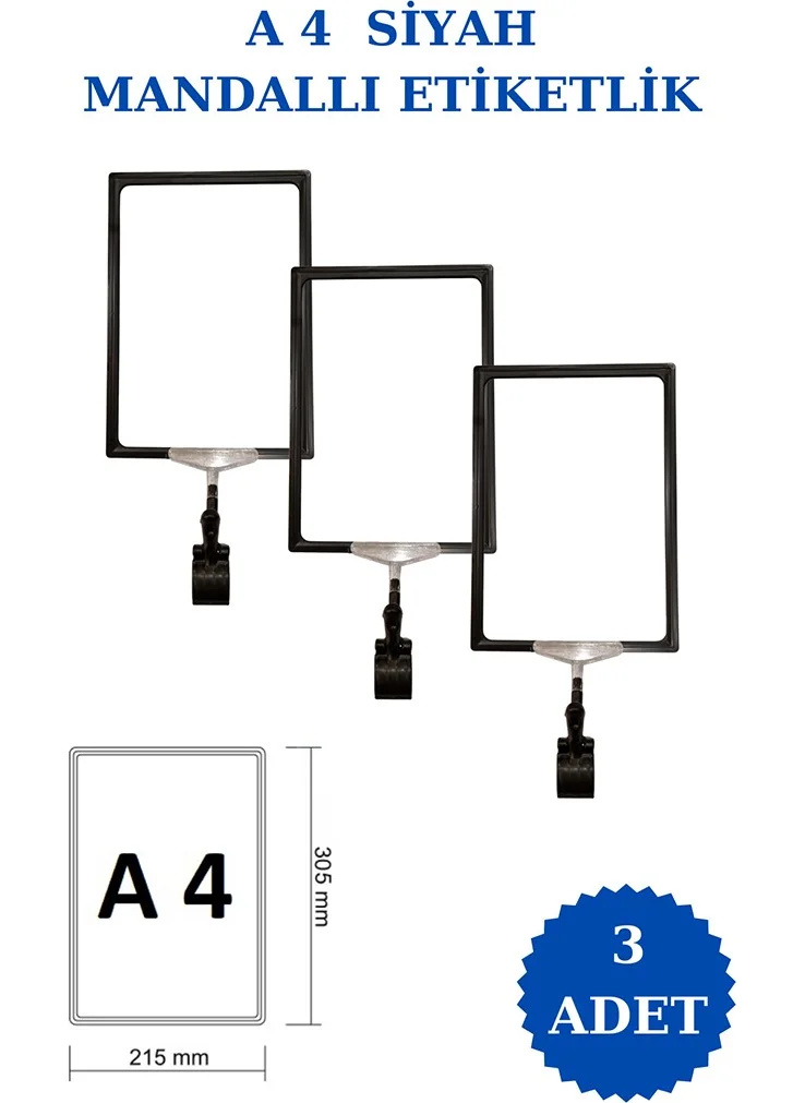 İstanbul Manken Istanbul Model 3 Pieces A4 Latch Shelf Tag Basket Tag Framed Label Holder Donkey Hanger Tag
