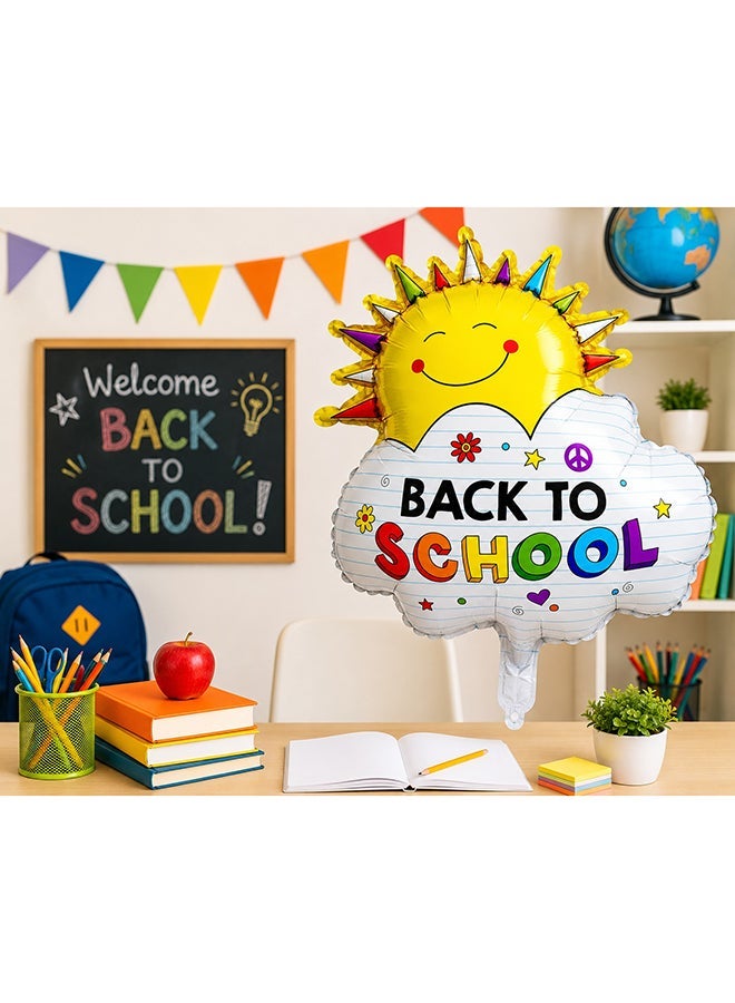 Toy Land Back to School Sun Shape Foil Balloon 53 x 63 cm | Air & Helium Fill | School Welcome Party Decoration | 1 Piece - Image 1