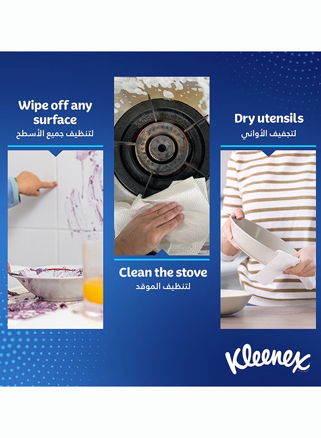 Kleenex مناديل مطبخ كلينكس متعددة الاستخدامات، 2 طبقة، 8 لفات × 90 ورقة، مناديل ماصة لجميع الأسطح - Image 5