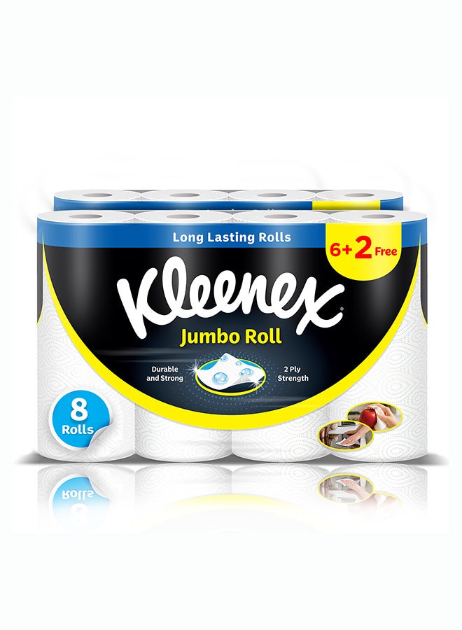 Kleenex مناديل مطبخ كلينكس متعددة الاستخدامات، 2 طبقة، 8 لفات × 90 ورقة، مناديل ماصة لجميع الأسطح - Image 1