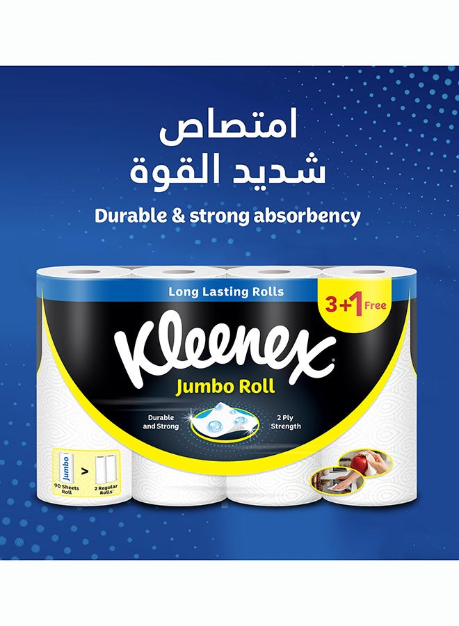 Kleenex مناديل مطبخ كلينكس متعددة الاستخدامات، 2 طبقة، 8 لفات × 90 ورقة، مناديل ماصة لجميع الأسطح - Image 2