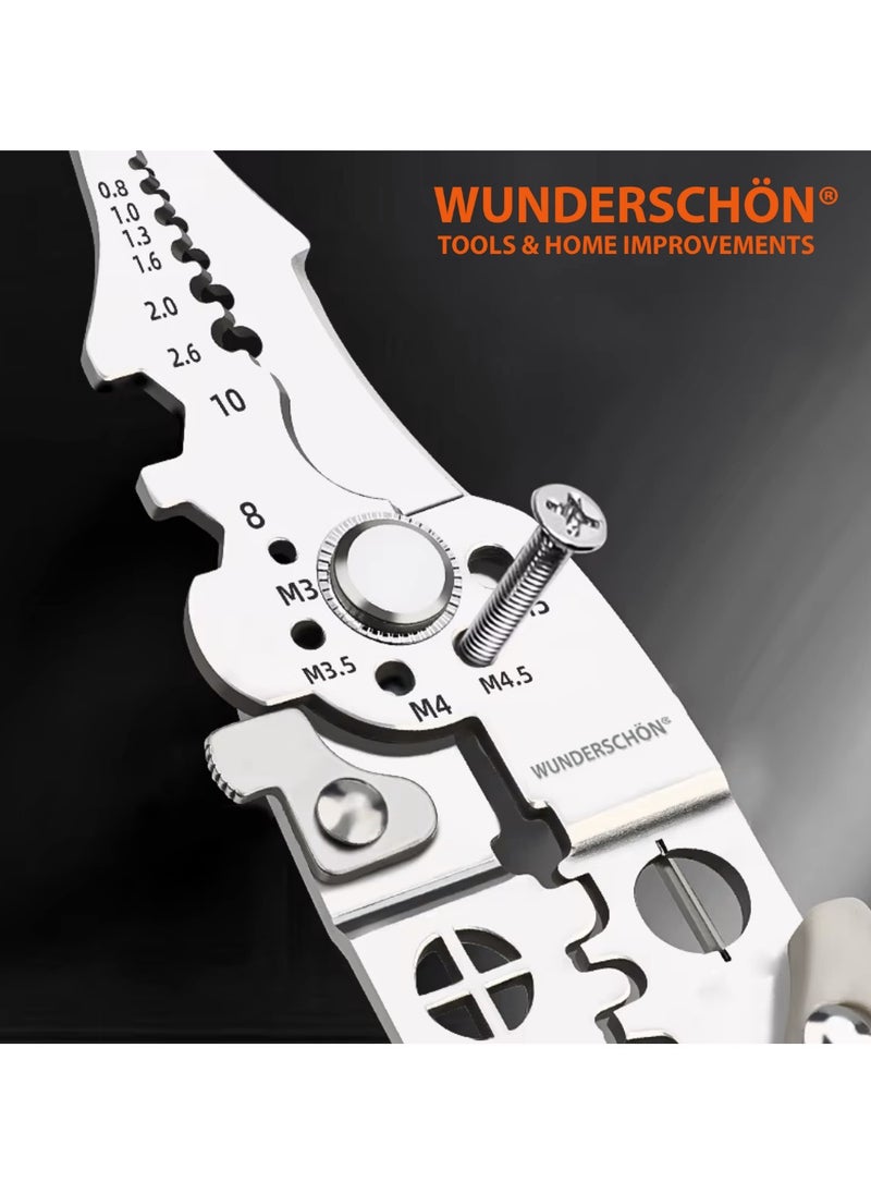WUNDERSCHÖN - WUNEDRSCHÖN | Multifunctional Wire Stripper and Crimping Pliers DIY Grade Cable Shears and Terminal Hand Tool (Grey, 22 CM) - Image 1