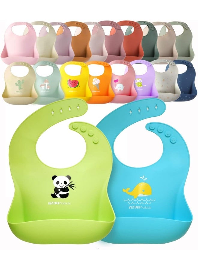 YMCF Products YMCF Products 2-Pack Waterproof Silicone Baby Bib Light Weight Comfortable Easy Wipe Clean - Image 1