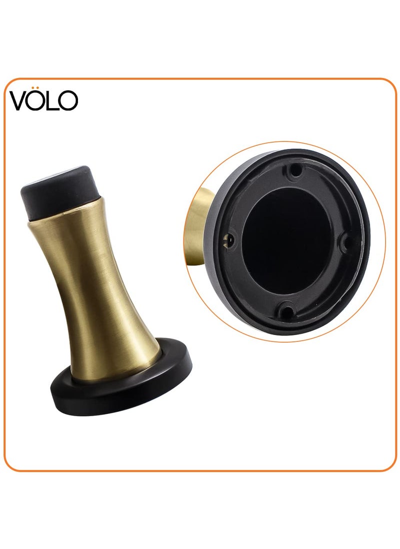 Volo Volo Heavy Duty Antique Brass Wall Mounted Door Stop Rigid Door Stopper with Low Mounted Black Rubber Bumper Tips Protect Wall Door for Kitchen Bedroom Office 6  - Image 3