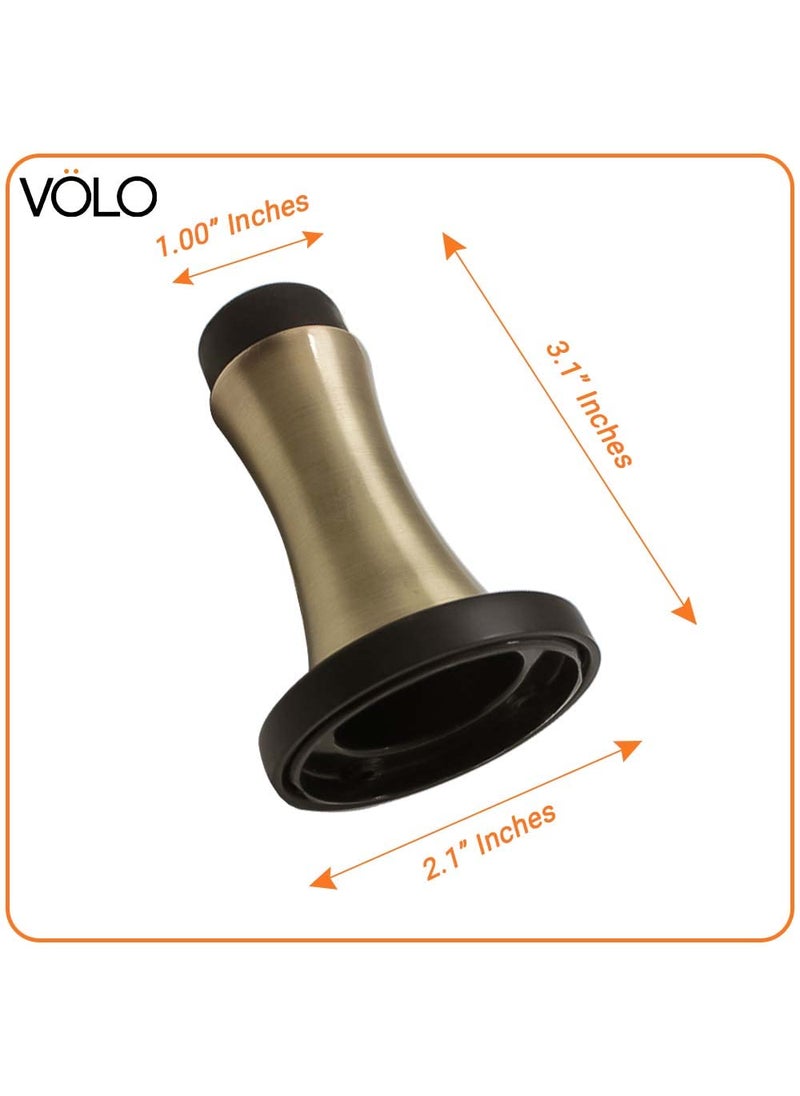 Volo Volo Heavy Duty Antique Brass Wall Mounted Door Stop Rigid Door Stopper with Low Mounted Black Rubber Bumper Tips Protect Wall Door for Kitchen Bedroom Office 6  - Image 2