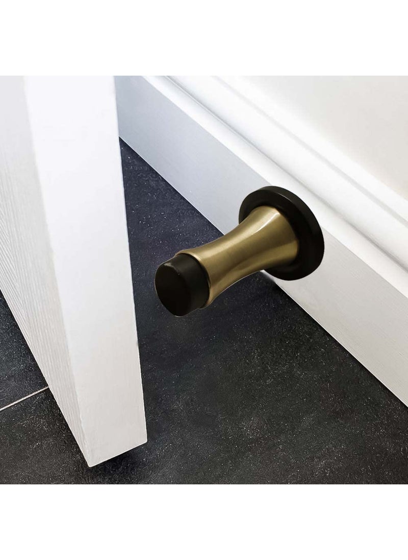 Volo Volo Heavy Duty Antique Brass Wall Mounted Door Stop Rigid Door Stopper with Low Mounted Black Rubber Bumper Tips Protect Wall Door for Kitchen Bedroom Office 6  - Image 4