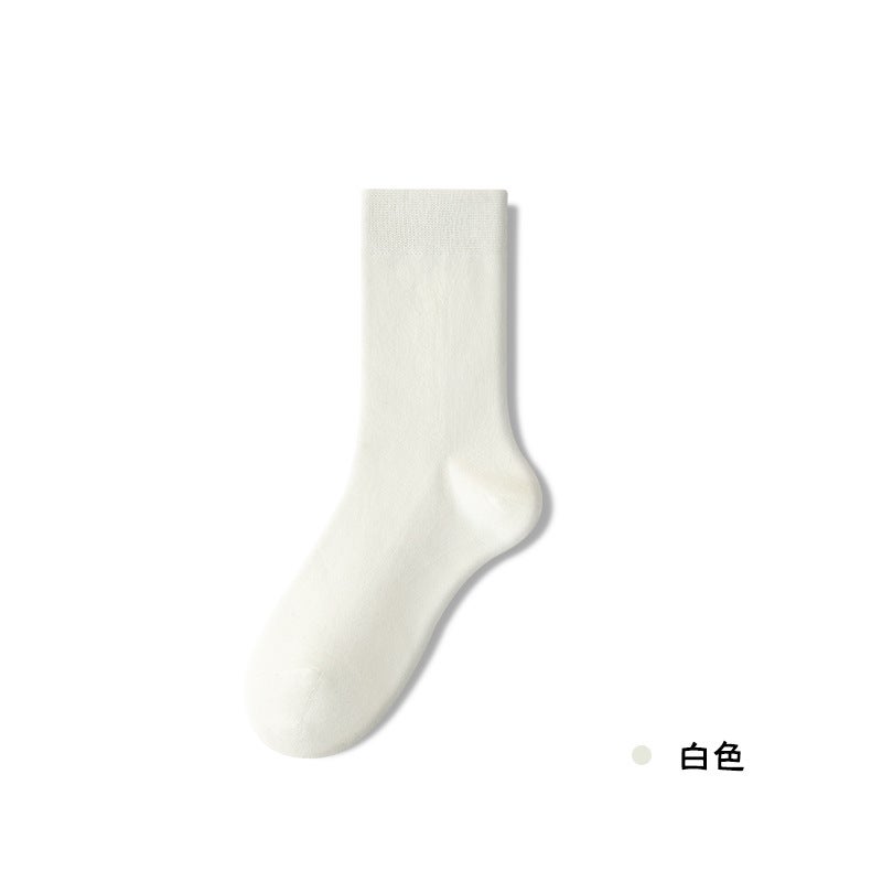 Mens Mid-calf Socks Pure Cotton Unisex Anti-odor Antibacterial Business Socks Wholesale Non-slip High Quality Elastic Ice Silk White  - Image 1