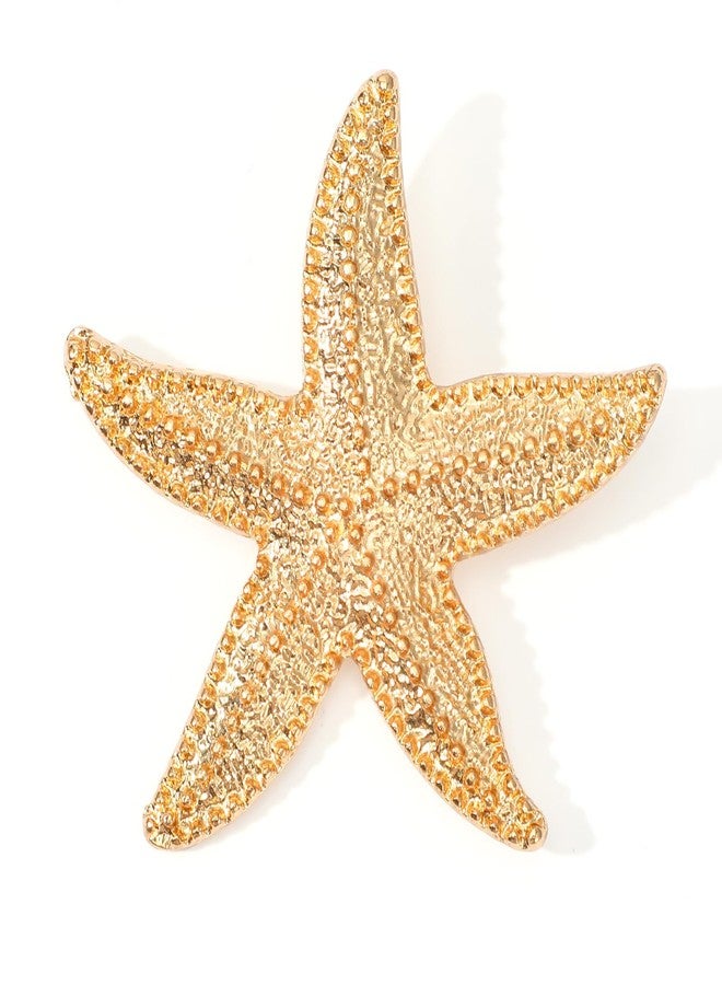 Yolev Starfish Vintage Brooches for Women Gold Plated Starfish Pin Cute Elegant Ocean Sea Animal Brooches Lapel Pins Decorative Pins for Clothing Women Dresses Wedding Party Beach Accessories - Image 1