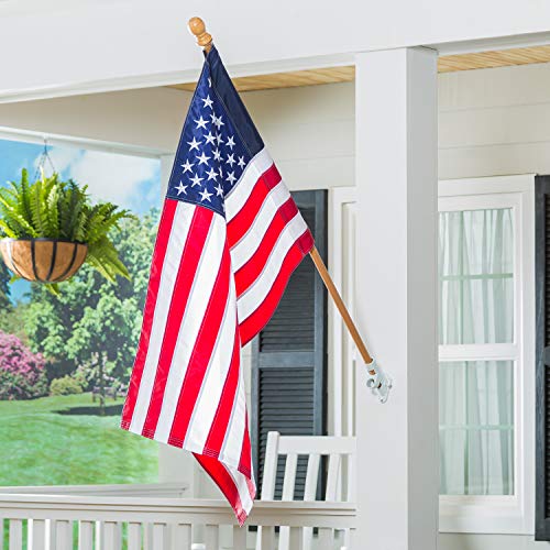 Evergreen Flag Solid Wood 56 Flag Pole with 2 Adjustable Ring Clips and Spinning Anti-Wrap Tube | Weatherproof Outdoor Outside Wall Mounted | Pole Only - Image 1