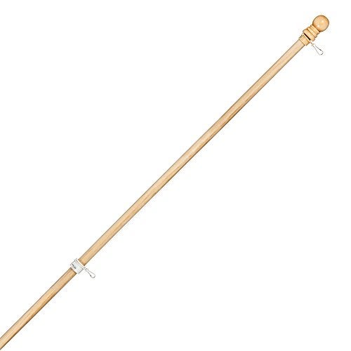 Evergreen Flag Solid Wood 56 Flag Pole with 2 Adjustable Ring Clips and Spinning Anti-Wrap Tube | Weatherproof Outdoor Outside Wall Mounted | Pole Only - Image 3