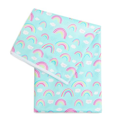 BUMKiNs Bumkins Baby Splat Mat Under High Chair Mess Mat for Kids Waterproof Reusable Fabric Arts Crafts Playtime 42inx42in Rainbow Blue