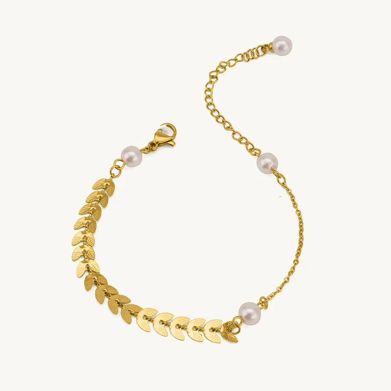 Palmonas 18K Gold Tone Plated Pearl Bliss Anklet For Women - Waterproof & Anti-Tarnish