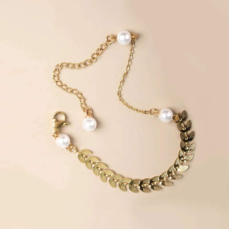 Palmonas 18K Gold Tone Plated Pearl Bliss Anklet For Women - Waterproof & Anti-Tarnish
