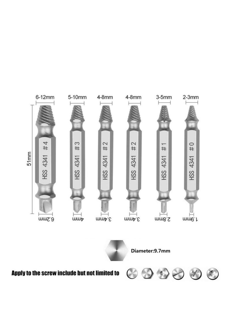 NOVOLAN Damaged Screw Bolt Extractor Kit 6 PCS, Extractor Remover Tool and Drill Bit Set, Stripped Screw Remover, Broken Bolt Extractor Kit Made from H.S.S. 4341#  - Image 2