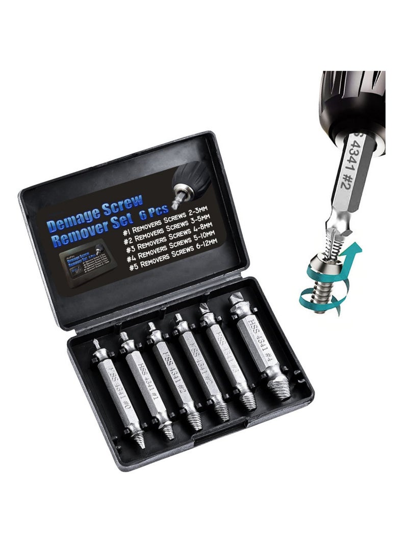 NOVOLAN Damaged Screw Bolt Extractor Kit 6 PCS, Extractor Remover Tool and Drill Bit Set, Stripped Screw Remover, Broken Bolt Extractor Kit Made from H.S.S. 4341#  - Image 1