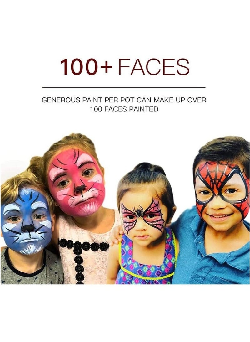 20 Colors Body Face Painting Role Play Makeup Palette Set, Professional Face Painting Kit for Kids and Adults,  Red Black and White Special Effects Paint Palette, Including 10 Brushes + 5 Stencils + Palette - Image 2