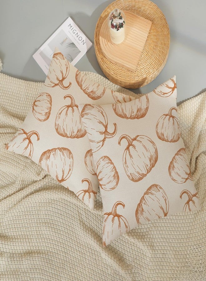 JEFERSO Fall Pillow Covers 18x18 Set of 2 Burnt Orange Pumpkin Throw Pillow Covers Autumn Harvest Thanksgiving Decorations Outdoor Pillowcase Linen Farmhouse Fall Decor Cushion Case for Couch Home - Image 5