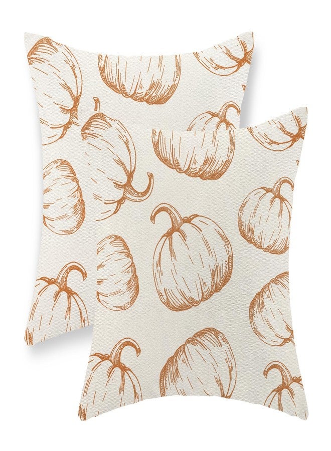 JEFERSO Fall Pillow Covers 18x18 Set of 2 Burnt Orange Pumpkin Throw Pillow Covers Autumn Harvest Thanksgiving Decorations Outdoor Pillowcase Linen Farmhouse Fall Decor Cushion Case for Couch Home - Image 1