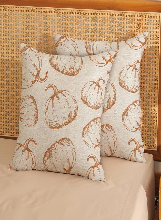 JEFERSO Fall Pillow Covers 18x18 Set of 2 Burnt Orange Pumpkin Throw Pillow Covers Autumn Harvest Thanksgiving Decorations Outdoor Pillowcase Linen Farmhouse Fall Decor Cushion Case for Couch Home - Image 2