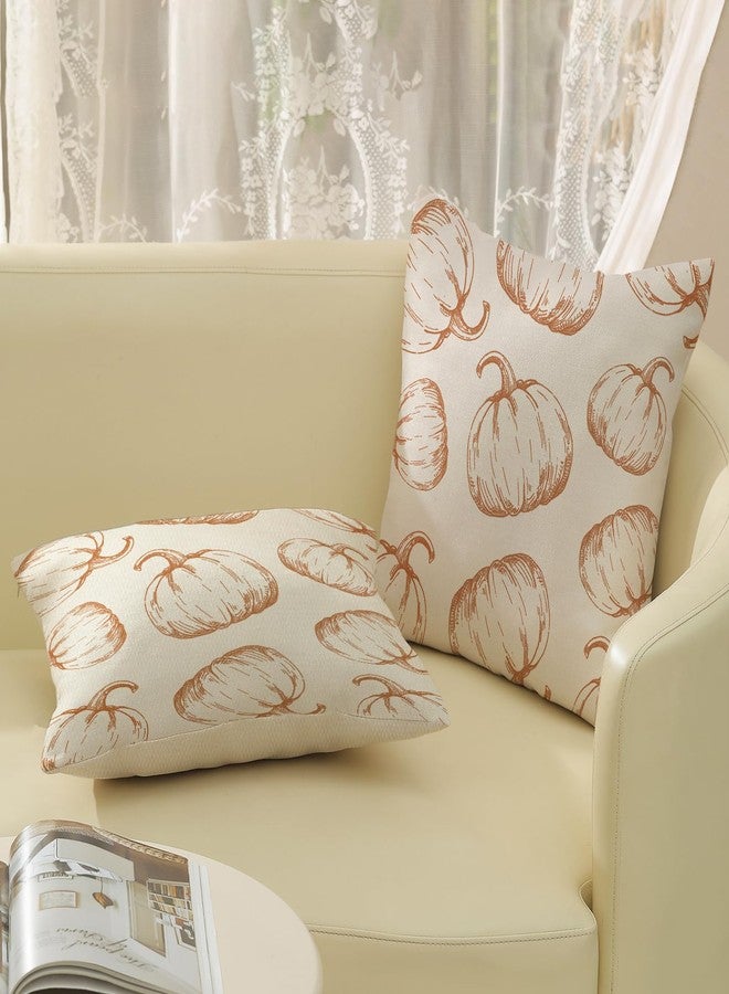 JEFERSO Fall Pillow Covers 18x18 Set of 2 Burnt Orange Pumpkin Throw Pillow Covers Autumn Harvest Thanksgiving Decorations Outdoor Pillowcase Linen Farmhouse Fall Decor Cushion Case for Couch Home - Image 4