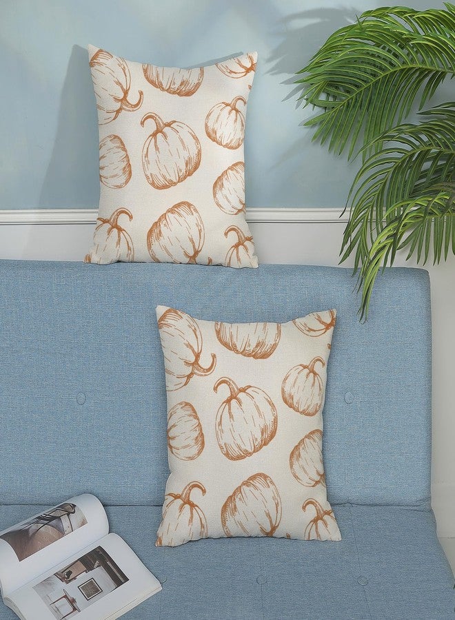 JEFERSO Fall Pillow Covers 18x18 Set of 2 Burnt Orange Pumpkin Throw Pillow Covers Autumn Harvest Thanksgiving Decorations Outdoor Pillowcase Linen Farmhouse Fall Decor Cushion Case for Couch Home - Image 3