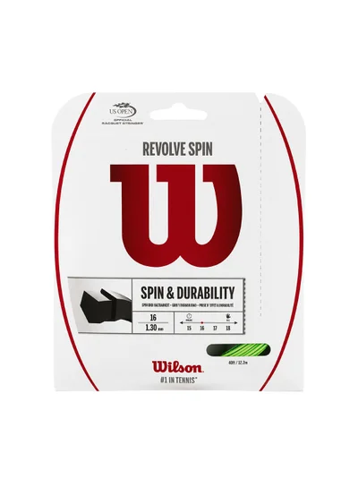 Wilson Revolve Spin Tennis String Gauge 16 (1.3mm) - Set 40 ft / 12.2 m, Green