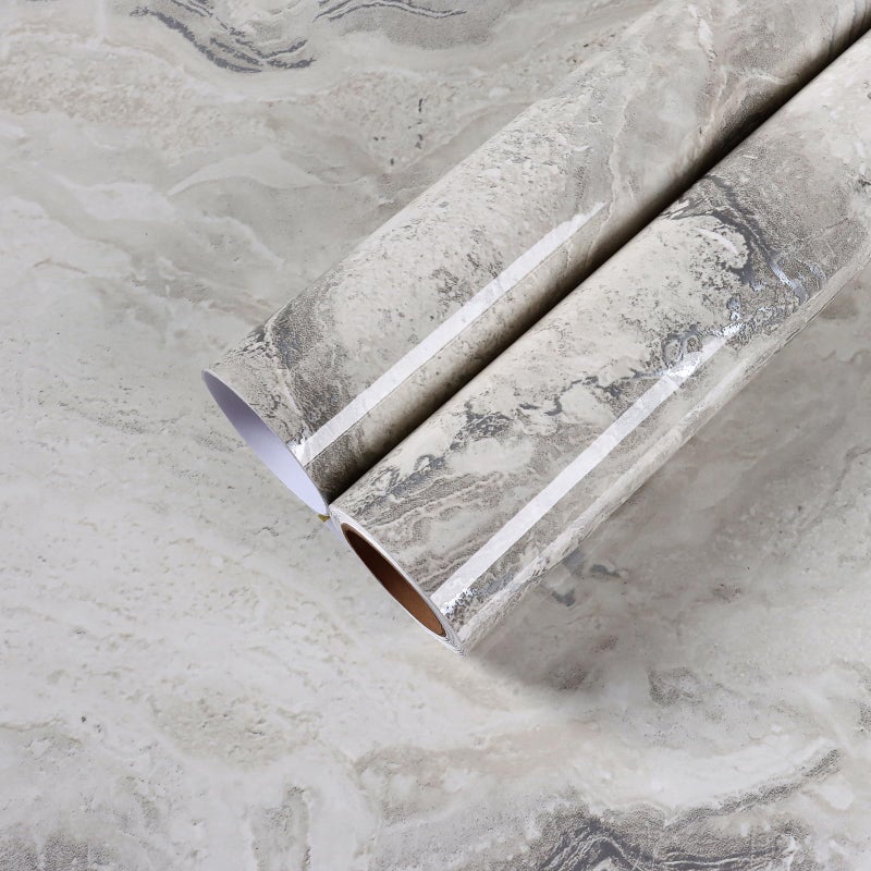 CHIHUT Beige Silver Liquid Marble Contact Paper for Countertops Waterproof Self Adhesive Durable Vinyl Wrap Glossy Marble Peel and Stick Wallpaper for Kitchen Bathroom Counter Top Cabinets 177x100