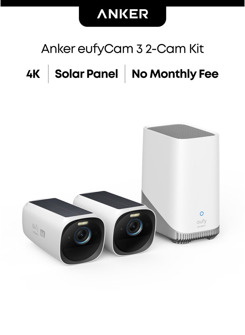 eufy Security Cam 3, 4K Wireless Security Camera with Integrated Solar Panel, Face Recognition AI, expandable local storage, Forever Power, Spotlight and Color Night Vision, No Monthly Fee - Image 1
