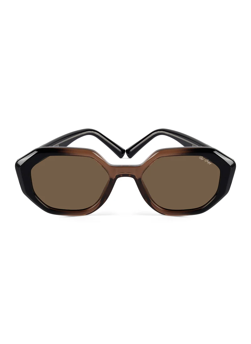 Woggles Red Pappy Rayvex Brown Polarized Hexagonal Sunglasses