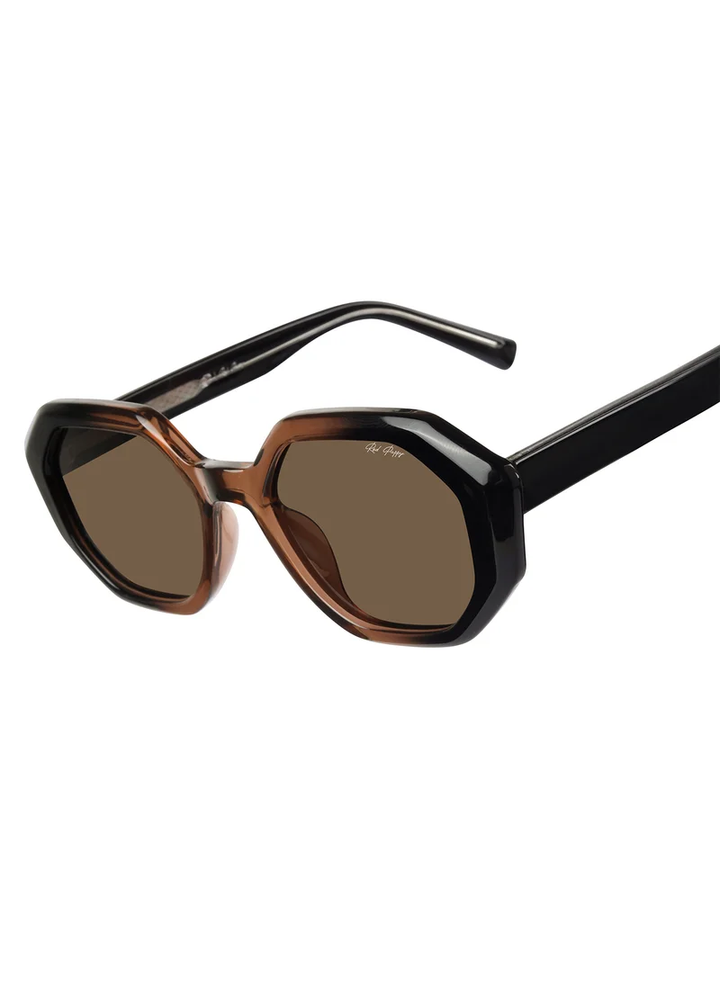 Woggles Red Pappy Rayvex Brown Polarized Hexagonal Sunglasses