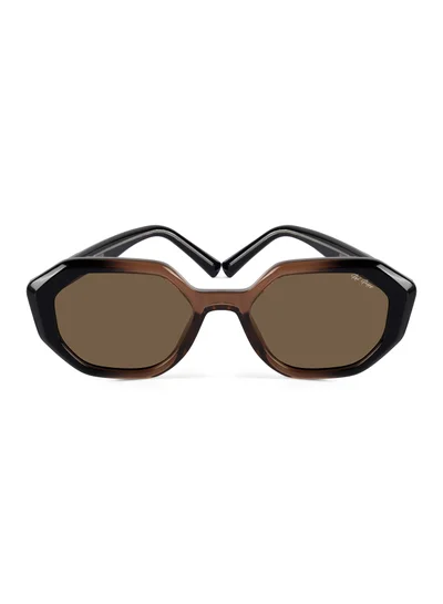Woggles Red Pappy Rayvex Brown Polarized Hexagonal Sunglasses