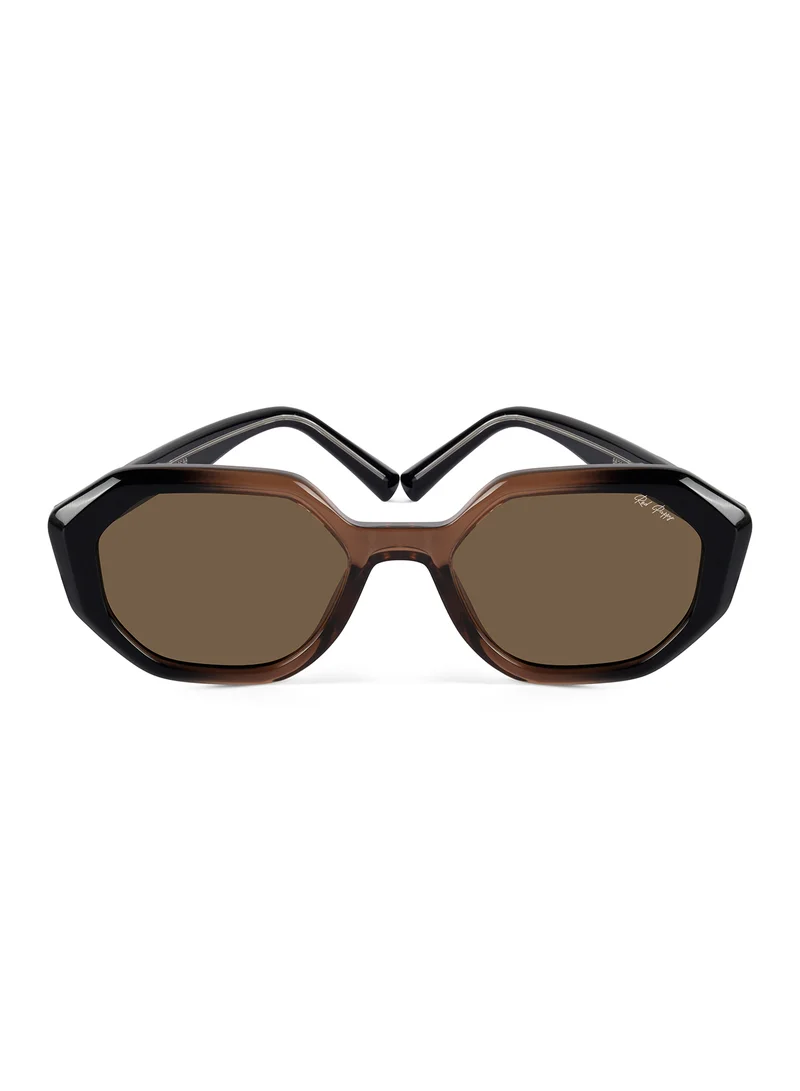 Woggles Red Pappy Rayvex Brown Polarized Hexagonal Sunglasses