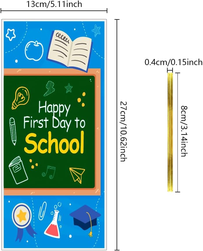 Winterworm Back to School Gift Bags with Twist Ties100 Pcs First Day of School Classroom Party Goodie Treat Bags Kids Candy Bags Blue Cookie Bags for Welcome Back to School Decorations Party Favor Bags - Image 2