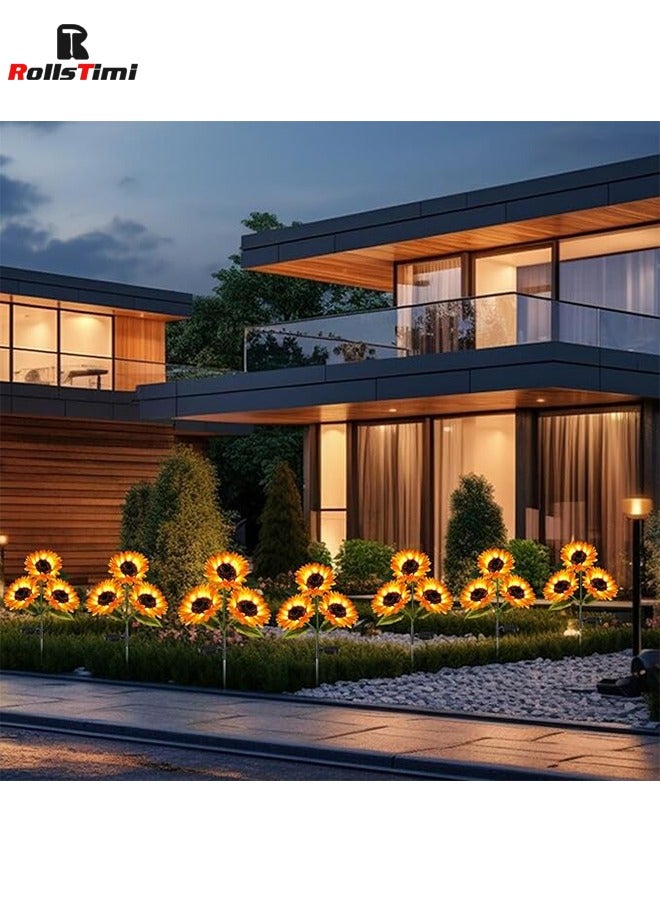 RollsTimi  2 Pack Solar Sunflower Garden Lights 24 Vibrant Sunflowers LED Outdoor Decorative Stake Lights for Yard, Patio, Lawn, Pathway, IP65 Waterproof - Image 3